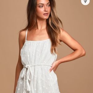 Putting it Sweetly White Embroidered Swing Dress